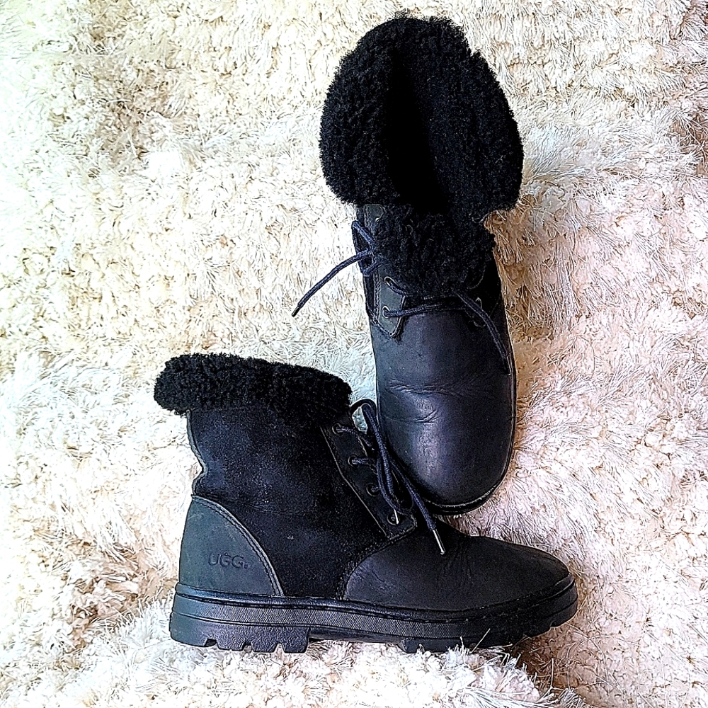 Ugg Suede Shearling Collar Booties - image 1